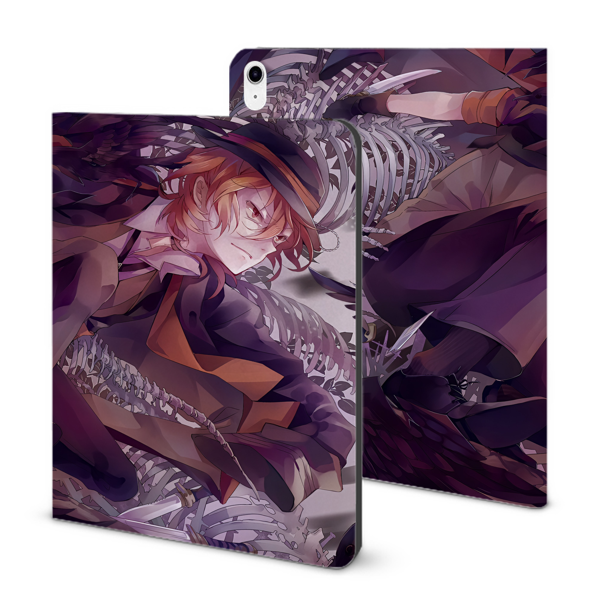 （画像用） 文豪ストレイドッグス Bungo Stray Dogs IPad ケース ブック型 PUレザー TPU 耐衝撃 軽量 薄型 ペン収納なし 全面保護 IPad 各モデル対応